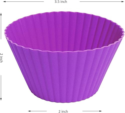 Miniatura 2 de Pharamat Paquete de 12 tazas de silicona extra grandes para magdalenas, forros antiadherentes de 3.54 pulgadas para magdalenas y muffins, tazas de