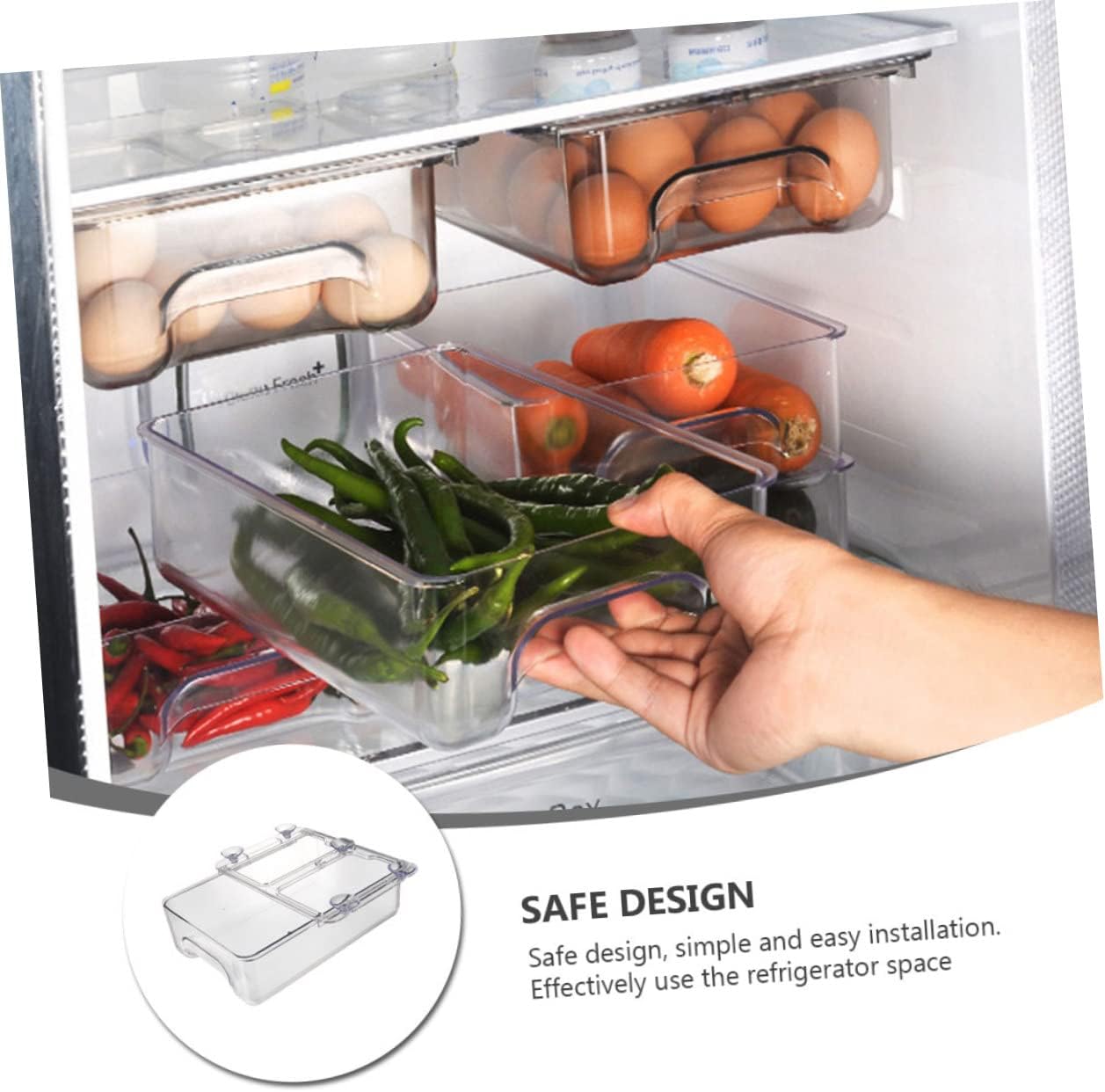 2 Pcs Suction Cup Storage Fridge Pull Out Drawers Square Stand Egg Carton Egg Trays Shelf Holders Brackets for Shelves Shelf Bracket Egg Crate White Refrigerator Food re-usable (Whitex