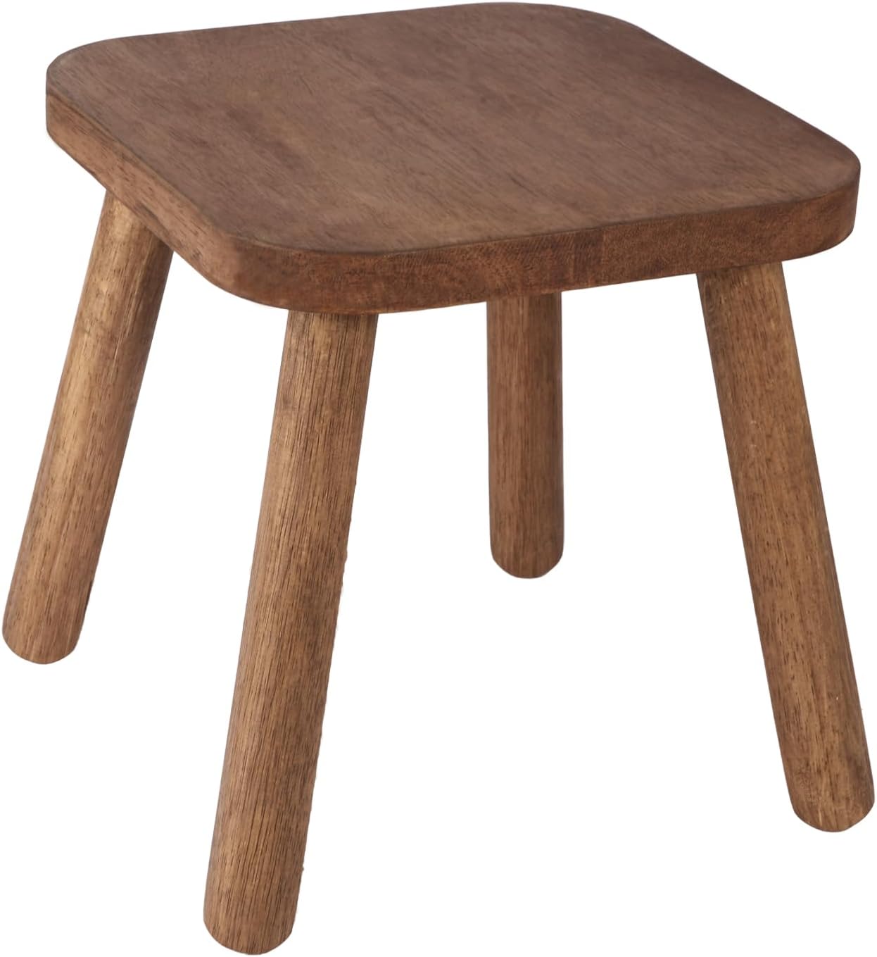 Natural Solid Wood Step Stool Wood Stool for Kids 11.7'' Sturdy Sitting Stool Wooden Step Stool for Adults Square Stool Wood Plant Stand Small Foot Stool with Four Detachable and Assembled Legs