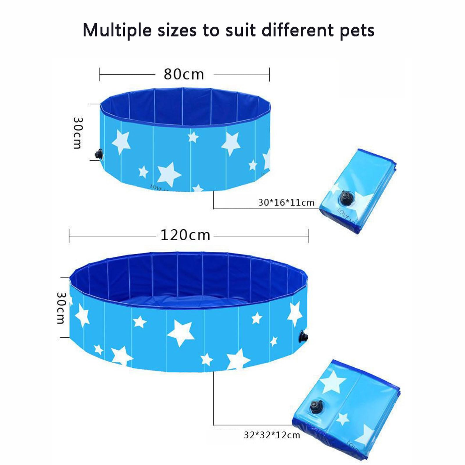Piscina per Cani 120 x 30cm Vasca per Cani Pieghevole Senza gonfiare in PVC Vasca Rigida e Rotonda con Scarico Antiscivolo Vasca Portatile Interattiva per Cani Gatti Cuccioli Animali