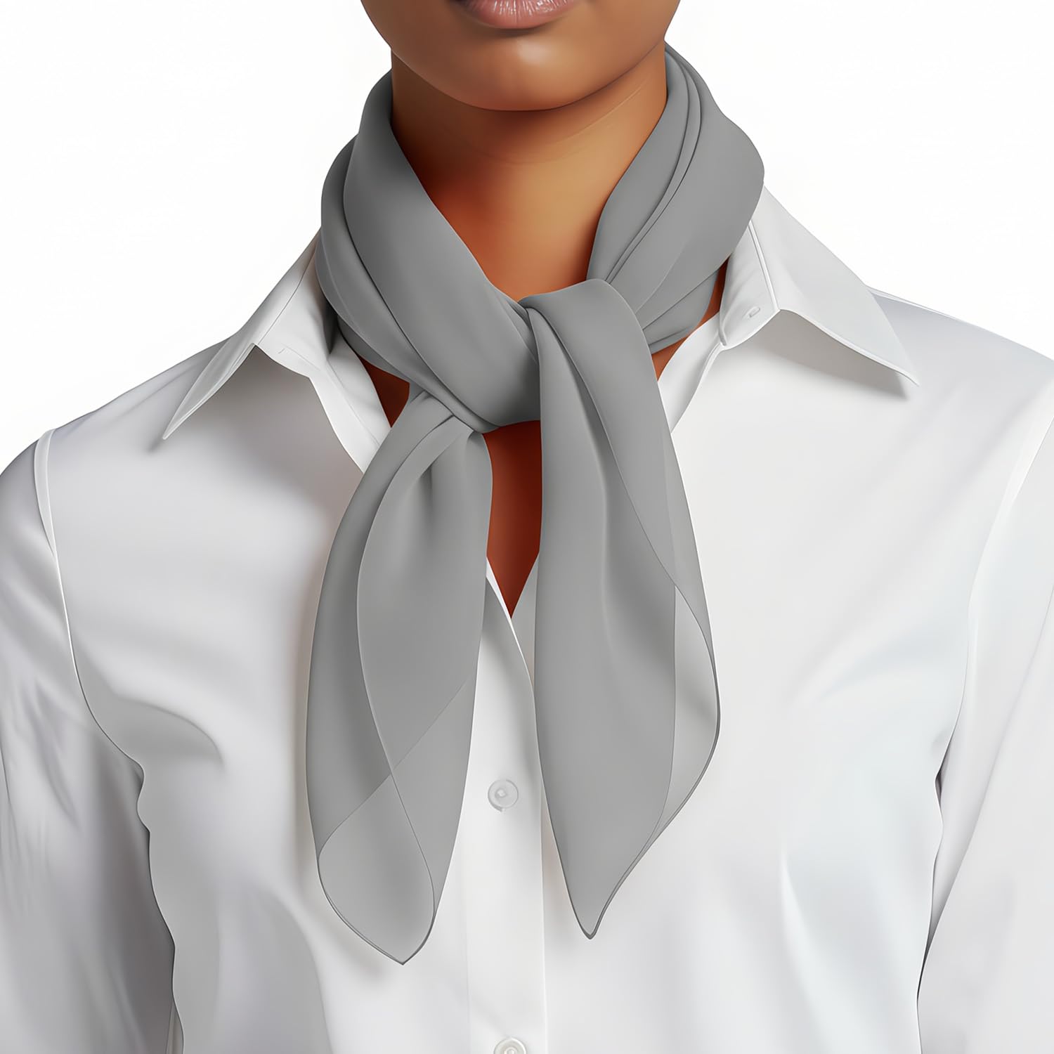 Basic Sense Women's Grey Lightweight Chiffon Square Scarf For Retro Neckerchief Bandana & Hair Tie,