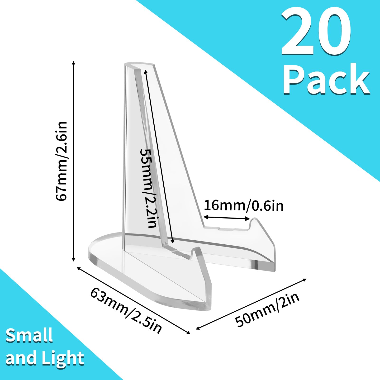 NIUBIER 30 Pack Clear Acrylic Card Stands - Mini Easel Holders For Sports Cards & Coins