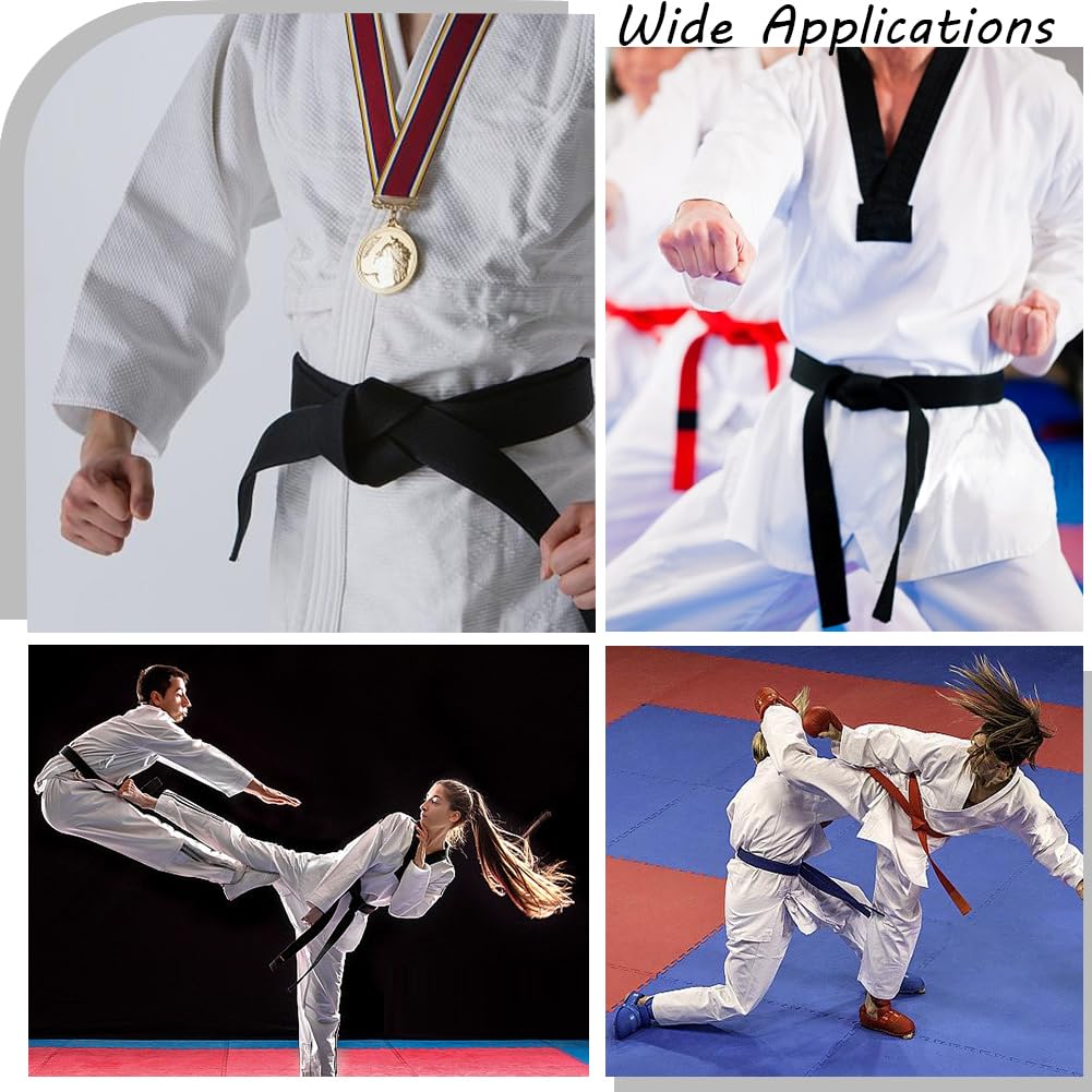 CREATCABIN Cinturón de Karate Negro Poliéster 280cm para Artes Marciales Judo Jiu-Jitsu Brasileño TKD Aikido