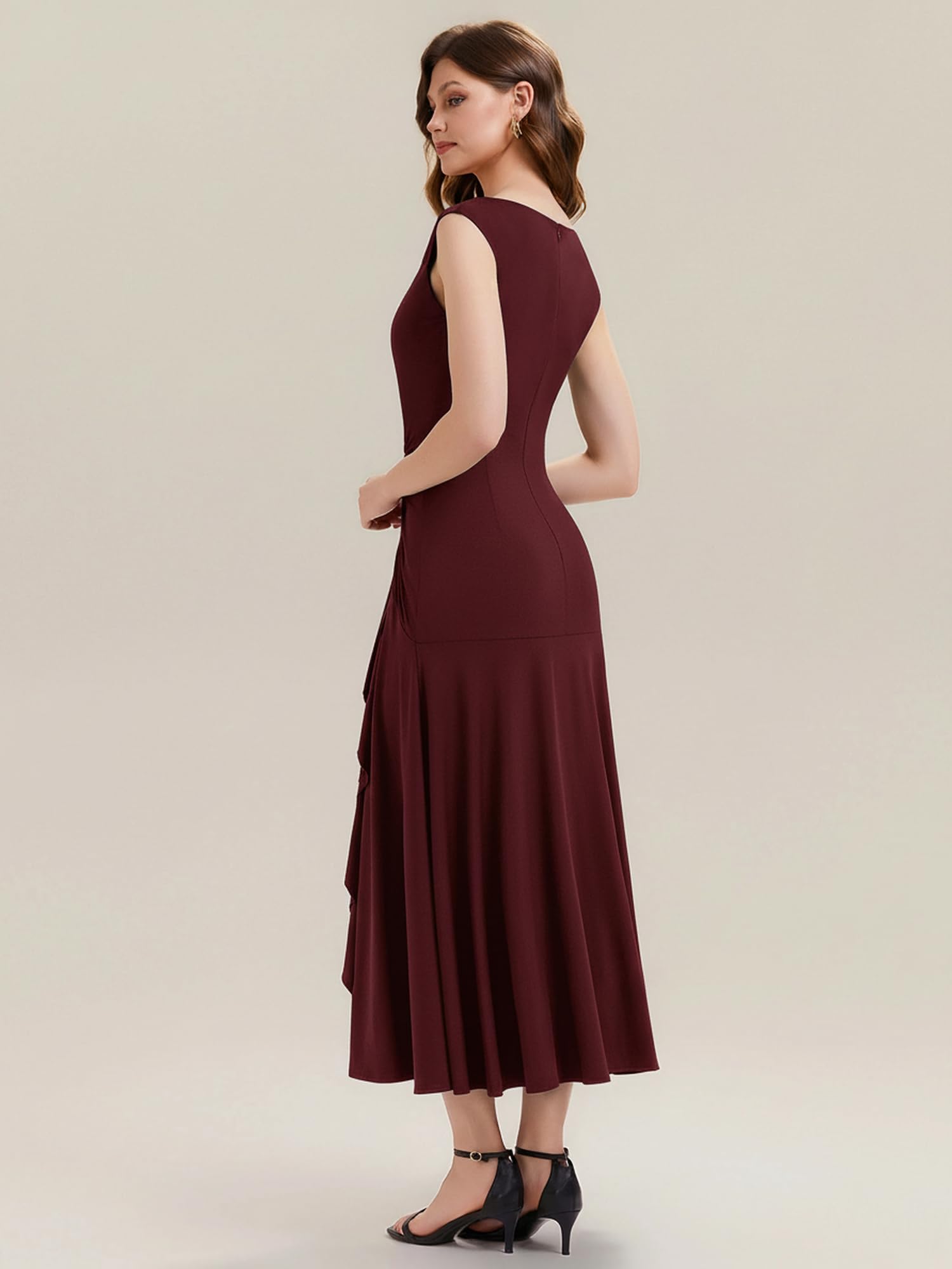 Ever-Pretty Vestido de Noche Chic Cuello Asimétrico Sin Mangas Punto Maxi Vestido de Sirena EE02673