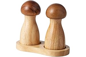 Acacia Wood Mushroom Salt and Pepper Shaker Set