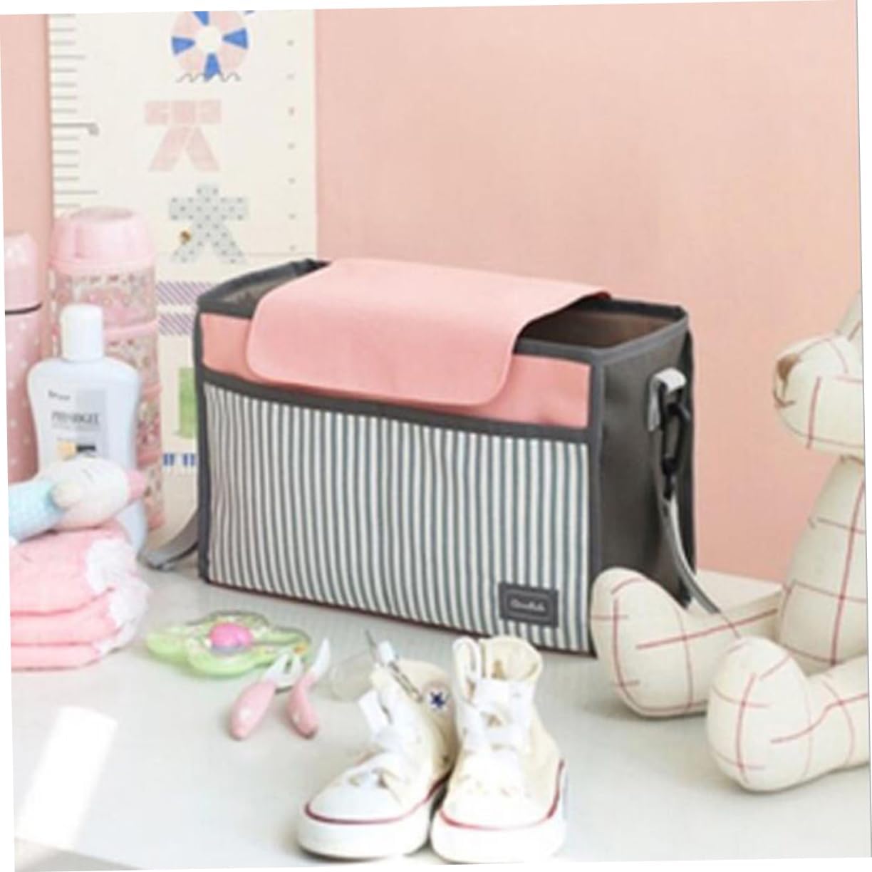 Milisten Diaper Backpack for Mom Stroller Organizer Bag Bunso Diaper Bag Mommy Stripe Design Sturdy Refine Stitching Hold Beverage Toys
