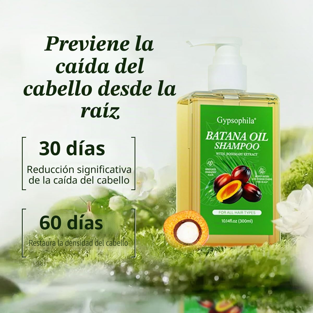 Champú de aceite de batana, champú de romero, nutritivo y rejuvenecedor para suavidad y volumen, adecuado para hombres y mujeres, reduce la pérdida de cabello (10.5 onzas líquidas)
