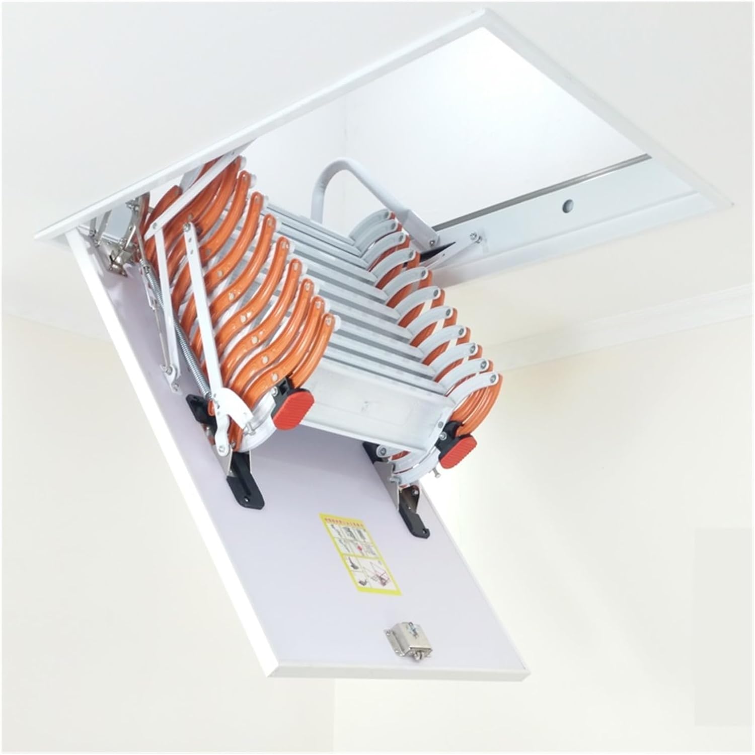 attic ladders Pull Down Hidden Attic Ladders Retractable Wall Mounted Folding Attic Stairs Adjustable Tilt Angle for Home(70 * 100cm)