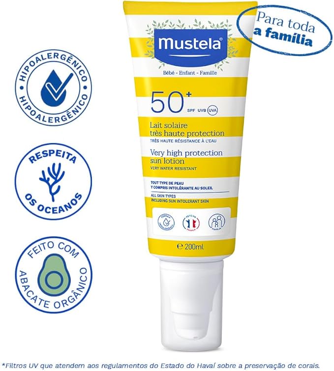 Mustela Solares Protetor Solar Fps 50+ 200 Ml – Filtro Solar Rosto E Corpo Para Bebês Crianças E Adultos – Alta Proteção Contra Raios Uva E Uvb Fórmula Hipoalergênica Para Todos Os Tipos Mustela Solares Protetor Solar Fps 50+ 200 Ml – Filtro Solar Rosto E Corpo Para Bebês Crianças E Adultos – Alta Proteção Contra Raios Uva E Uvb Fórmula Hipoalergênica Para Todos Os Tipos