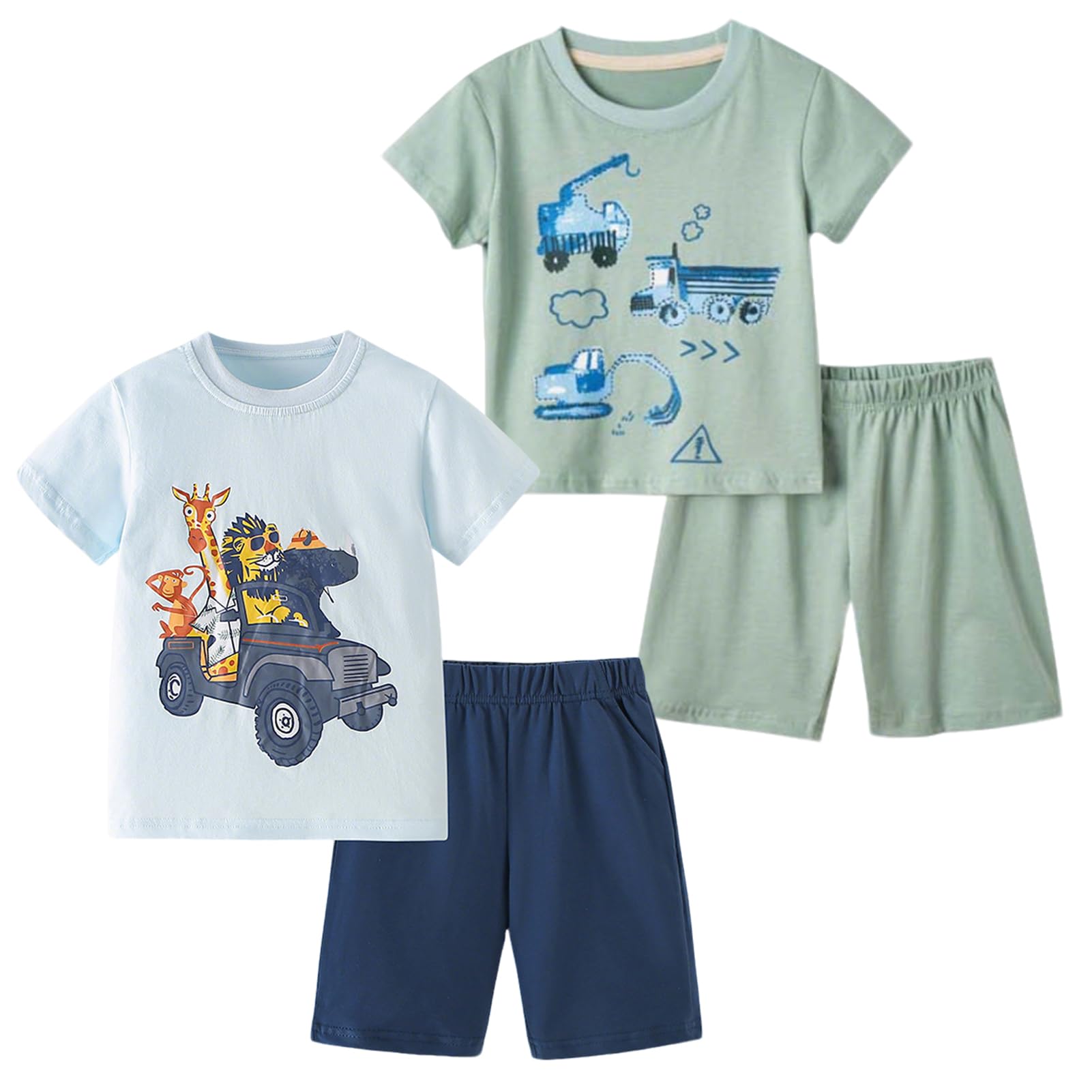 Baby Boys' Summer Clothing Set, 2 Piece Cotton Toddler Boy Outfits 2-6T