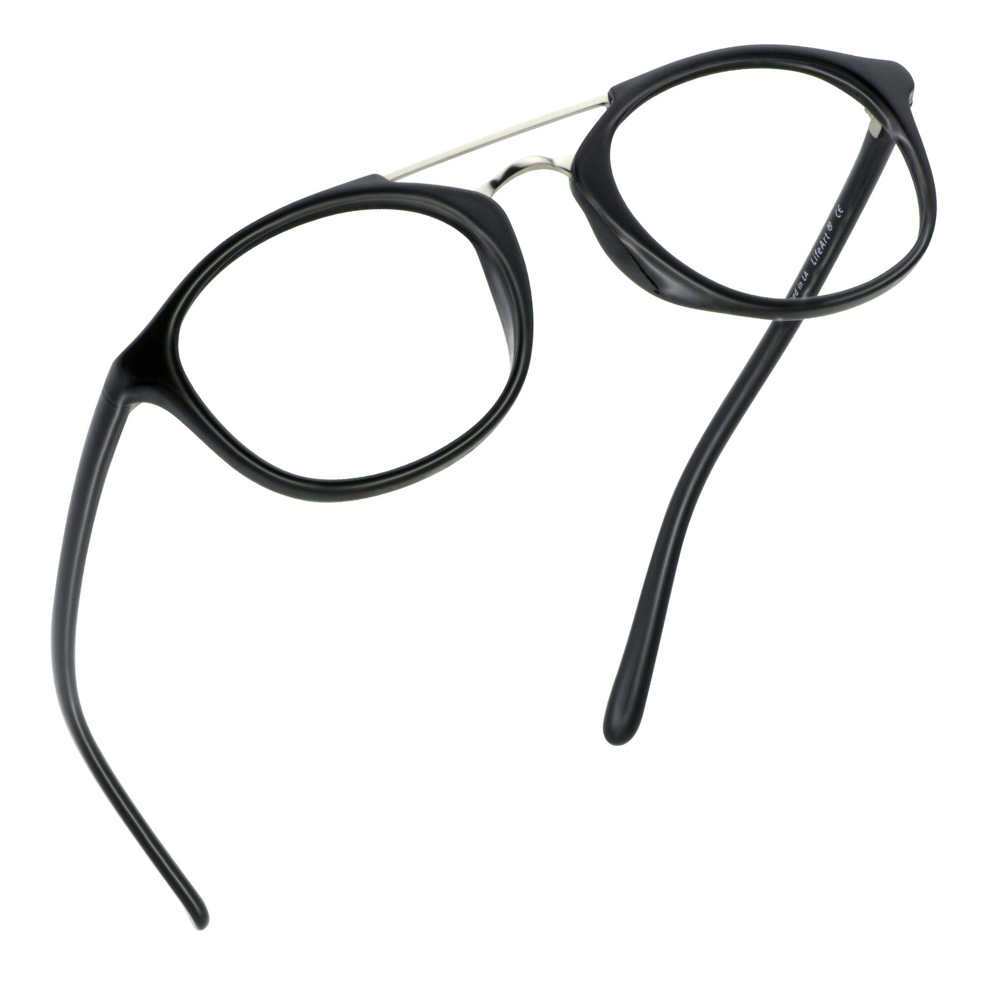 LifeArt Blue Light Blocking Glasses, Anti Eyestrain, Computer Reading Glasses, Gaming Glasses, TV Glasses for Women Men, Anti Glare (Black, 2.00