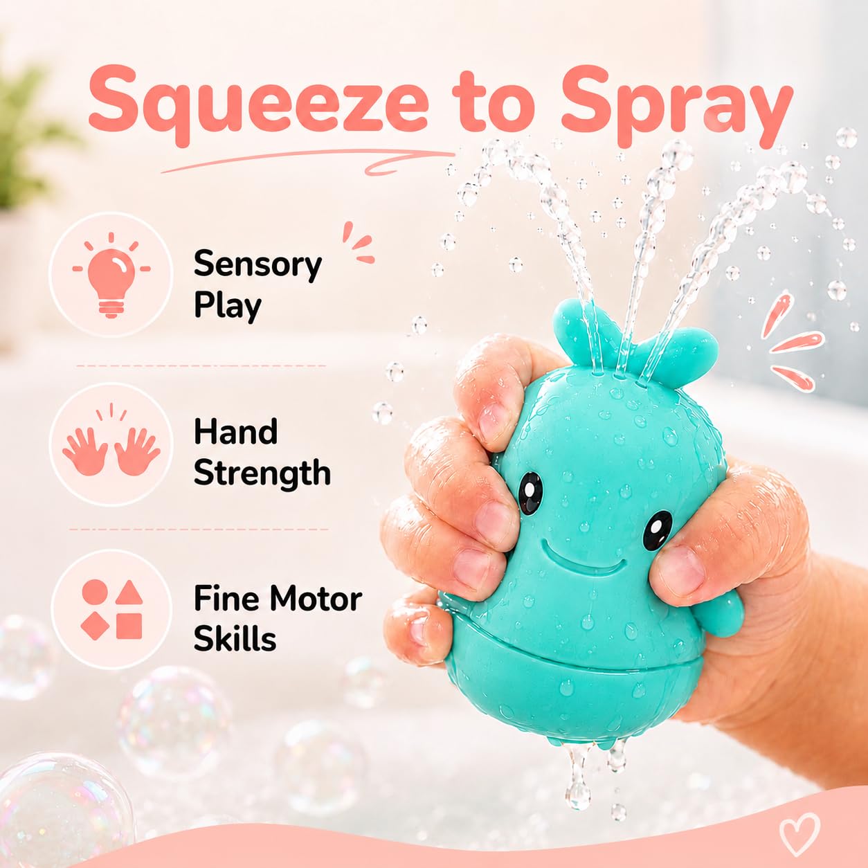 Silikon-Badespielzeug, öffnet sich zum Reinigen, 9 m Baby-Badespielzeug, Badespielzeug für Kleinkinder 1-3, Wannenspielzeug, Ozean, 6-teiliges Set