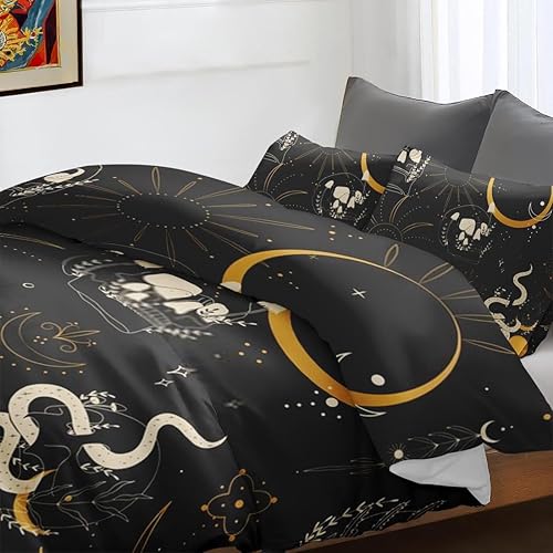 Miniatura 4 de Juego de funda de edredón, juego de ropa de cama de hongos y luna de bruja para niños y adultos, decoración de dormitorio de serpiente, juego de