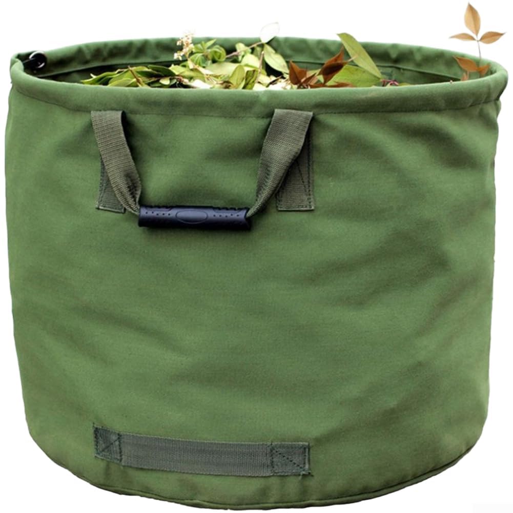 Heavy Duty Canvas Leaf Bag For Yard Debris Collection With Comfortable Grip Handles Army Green 56x46cm Garden Storage Tote(Army Green)
