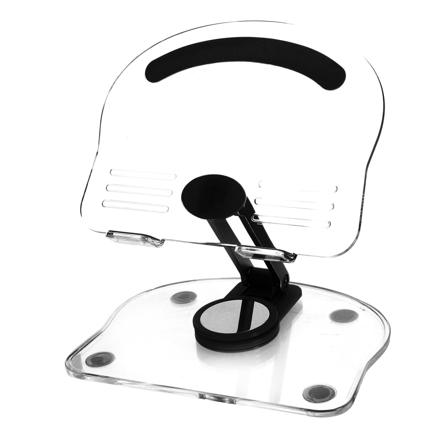 UKCOCO Soporte Giratorio para Tablet de Acrílico Negro Plegable y Práctico para Escritorio, Base Ajustable Adecuado para Tabletas y Dispositivos Hogar