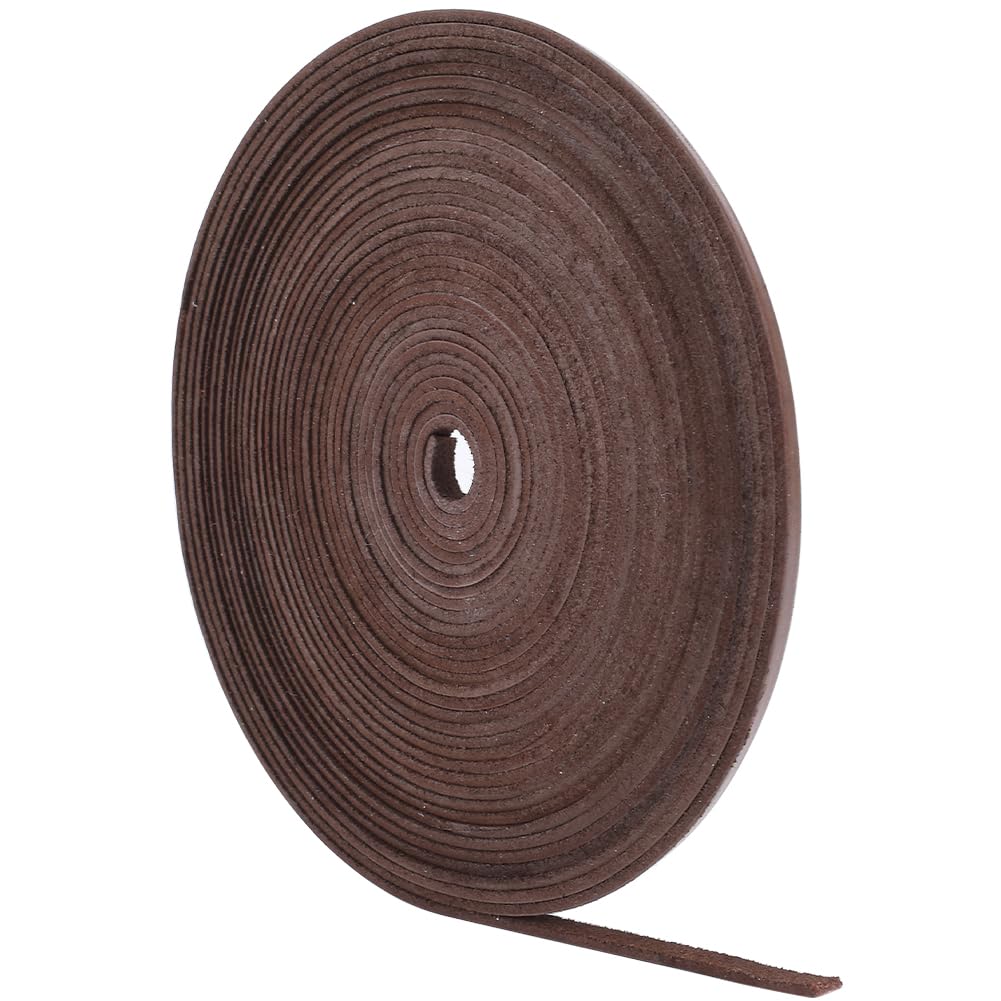 GORGECRAFT 10M Lederen Strip 6mm Platte Lederen Koord 2mm Dikke Koeienhuid Lederen Band String Vlechten Draad Touw Voor Armbanden Ketting Sieraden Maken Boot Kant Riemen DIY Ambacht, Kokosnoot Bruin