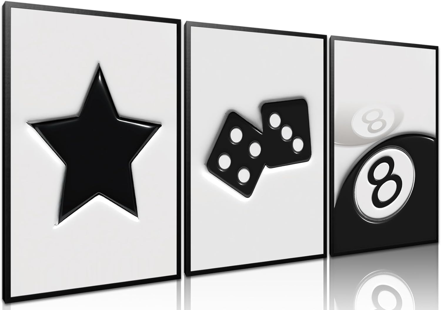 lianyibo Black And White Dice Canvas Wall Art Retro Y2k 8 Ball Wall Decor Paintings, Lucky Preppy Posters Prints Home Decor(70x90x3/Frameless)