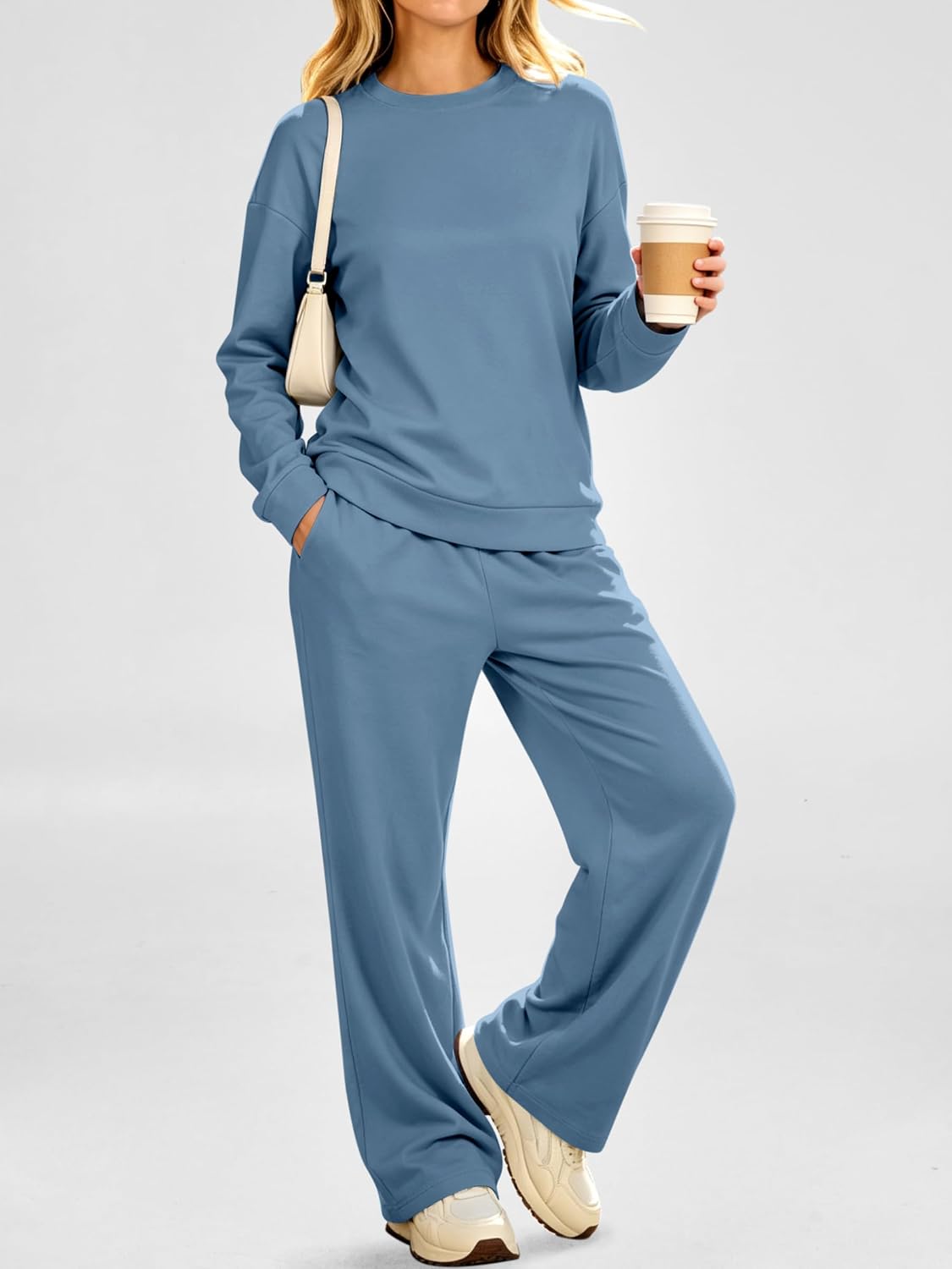 ANRABESS Women Fleece Two Piece Lounge Matching Sets Cozy Fall Outfits image 3