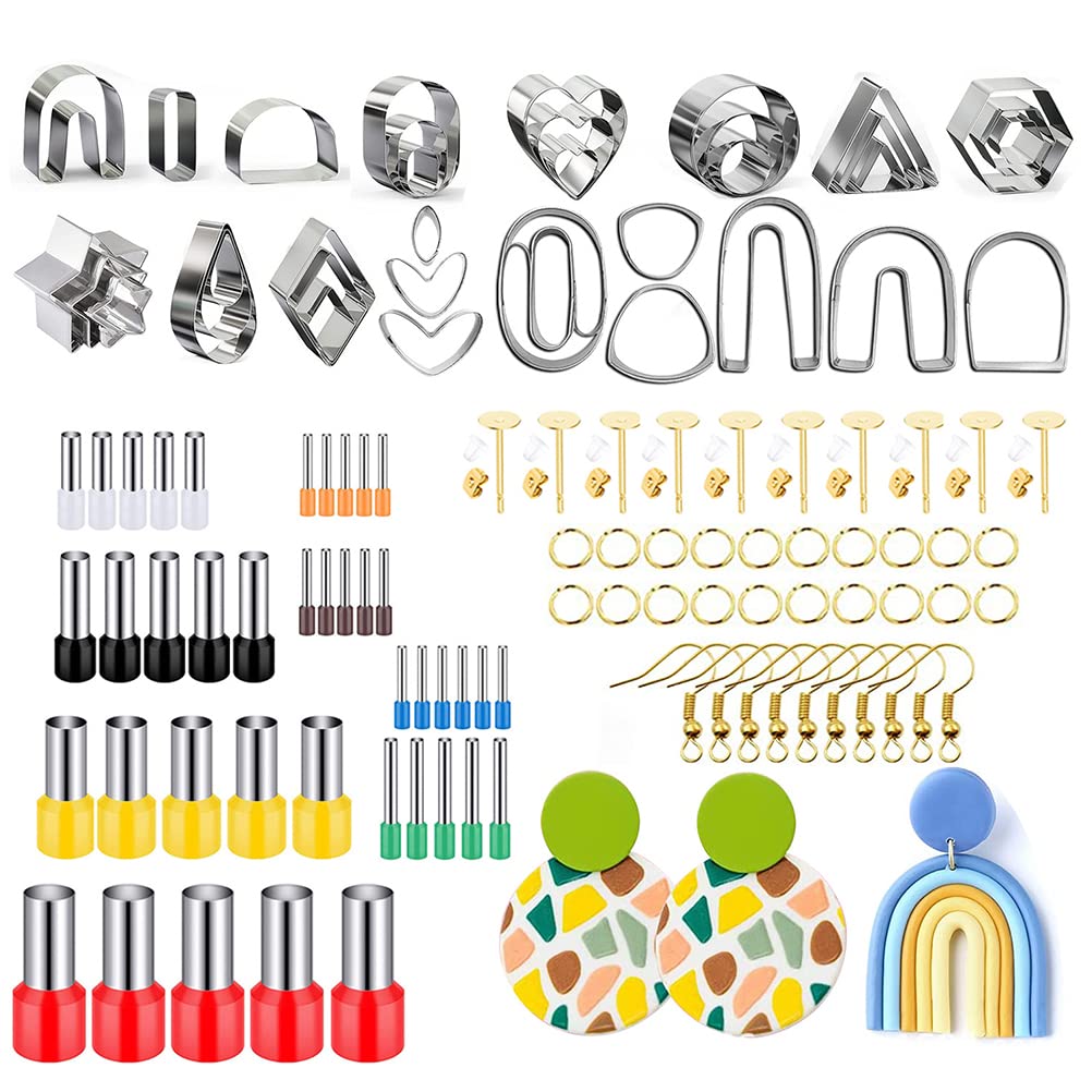 Fencelly 126Pcs Polymer Clay Cutters Set with Earring Hooks