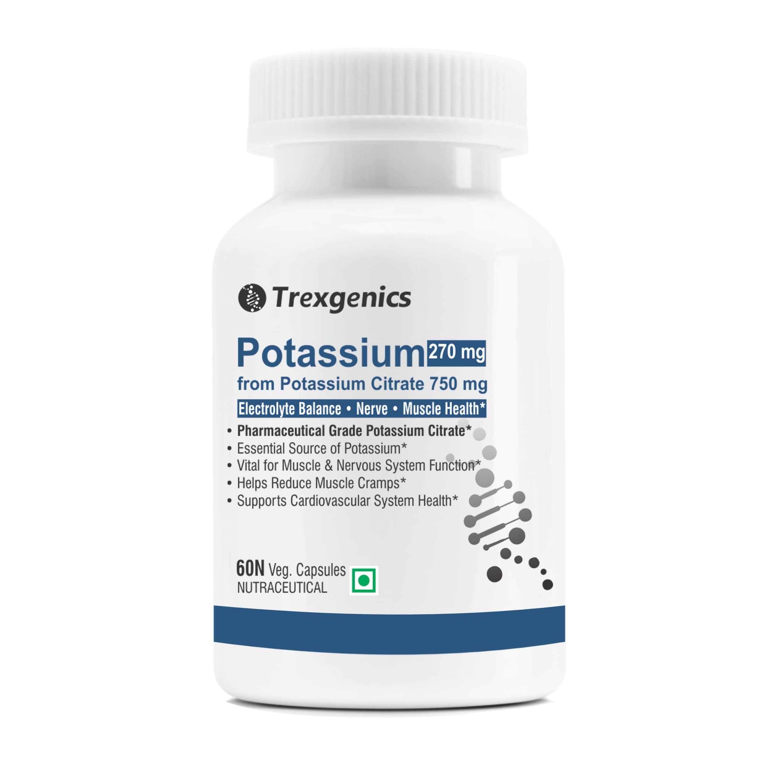 Trexgenics POTASSIUM CITRATE 750 mg Pharmaceutical Grade Electrolyte Balance,