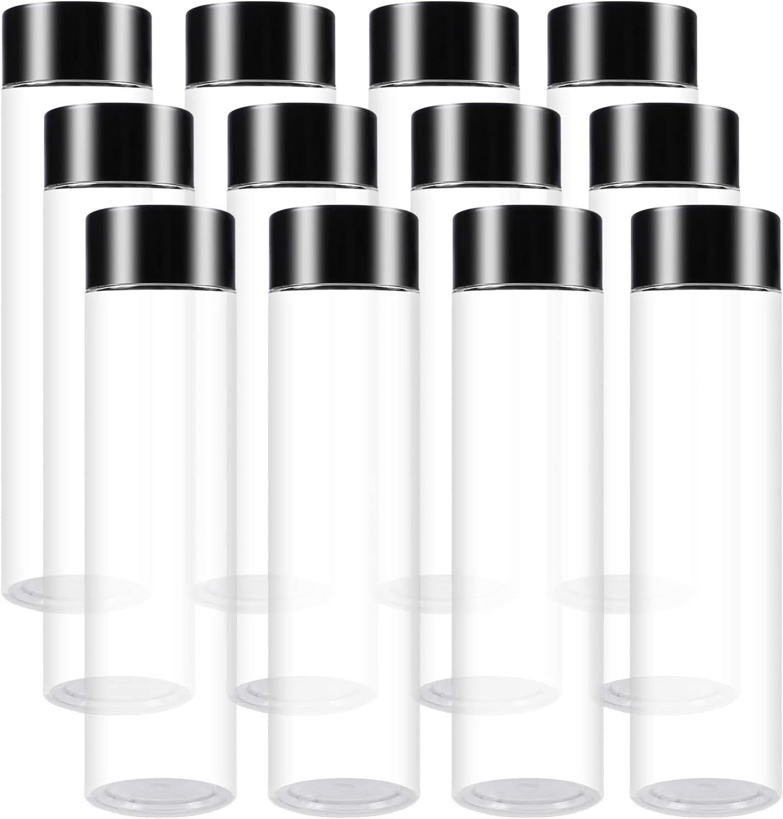 THE WHITE SHOP 12 Pack 12 Ounce PET Empty Juice Bottles with Lids Reusable Clear Drink Containers for Storing Juice, Milk, Smoothie or Homemade Beverages