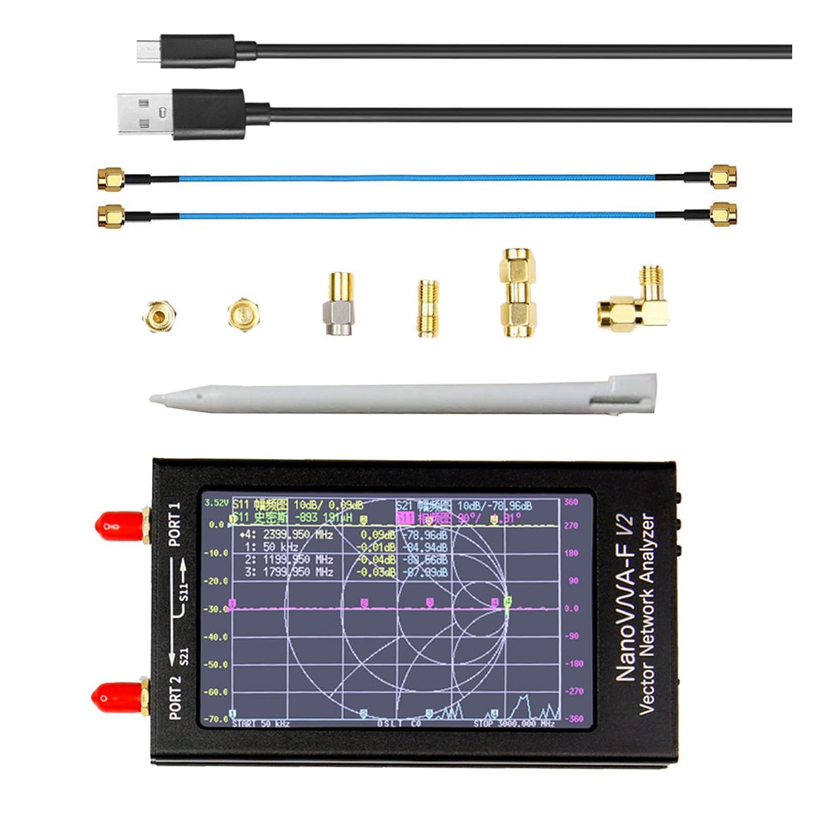 Analizador de espectro, Analizador de red vectoriales 4.3 pulgadas -F v2. Yaya OVNA HF VHF UHF antena 50k-3g