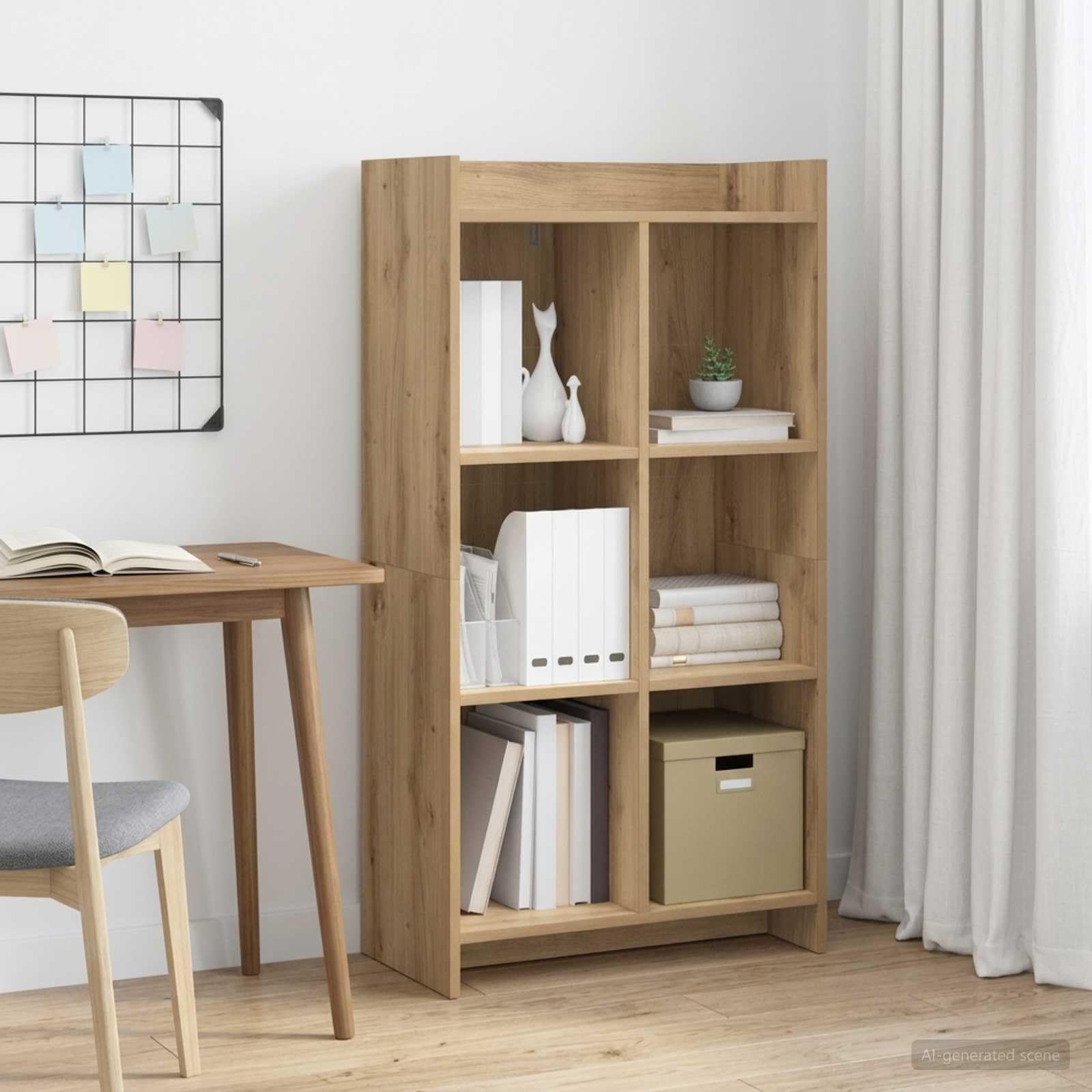Libreria a 6 ripiani, 59 x 30 x 111 cm, in legno, moderna, salvaspazio, stabile, per soggiorno, ufficio, camera dei bambini, con molto spazio e facile montaggio