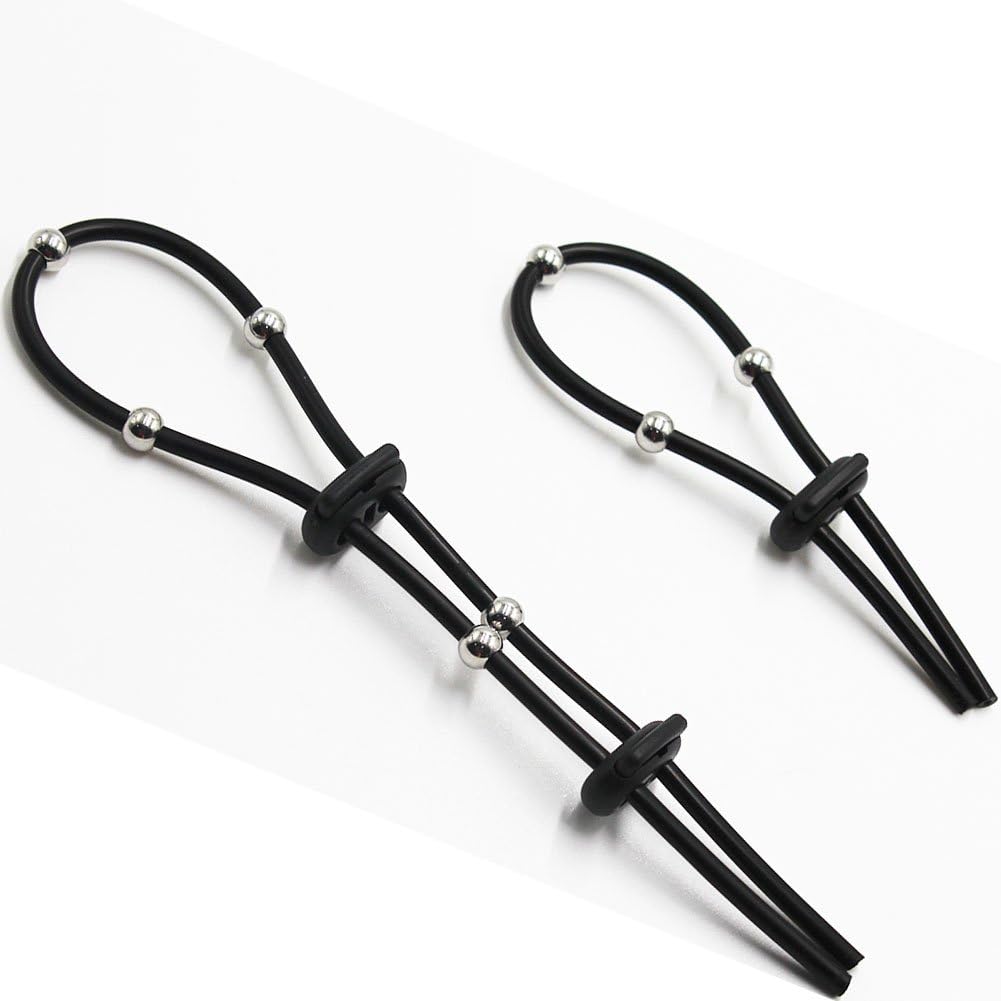 E Stim Electro Accessories Products Conductive Silicone Rubber Tube Loops with 304 Stainless Steel Beads 2 Rings