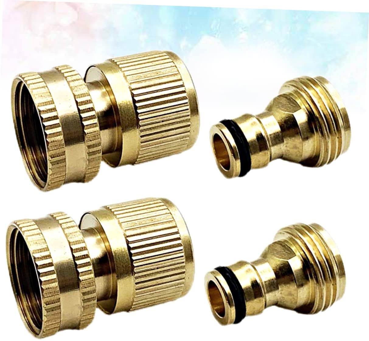 2 Set Raccordo per Tubo dell'Acqua Raccordo per Tubo Flessibile in Ottone Connettore Rapido 3/4 Pollici Connettore Rapido Tubo da Giardino Connettore Rapido Tubo da Giardino Raccordo per Tubo da Gia
