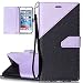 ISAKEN Compatibile con iPhone 6S Plus/iPhone 6 Plus Custodia[PU Pelle] Smerigliato Libro Cover con Supporto Stand e Porta Carte Portafoglio Flip Cover Wallet Case con Magnetica, Nero+Violet Chiaro