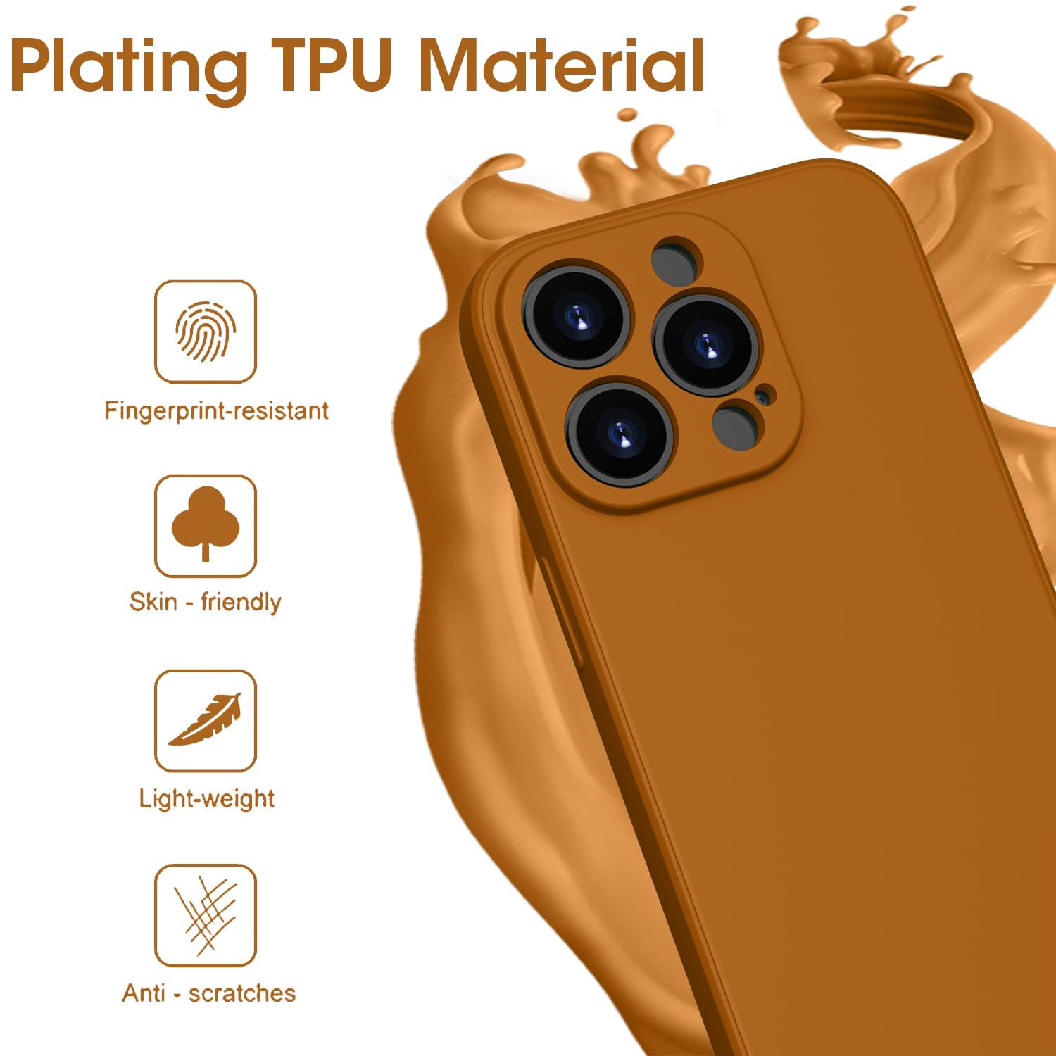 KPPIT for iPhone 13 Pro Max Case Silicone,Shockproof Cover with Microfiber Lining 6.7 inch,Full-Body Protective for iPhone 13 Pro Max Phone Case(Brow) Brown - Image 2