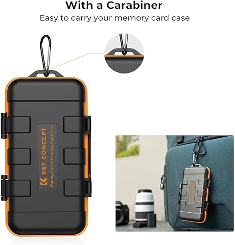 Miniatura 6 de K&F CONCEPT Soporte para tarjeta SD para 4 tarjetas SD6 tarjetas TF2 CF2 XQD, funda de almacenamiento de batería de 2 ranuras, funda antigolpes