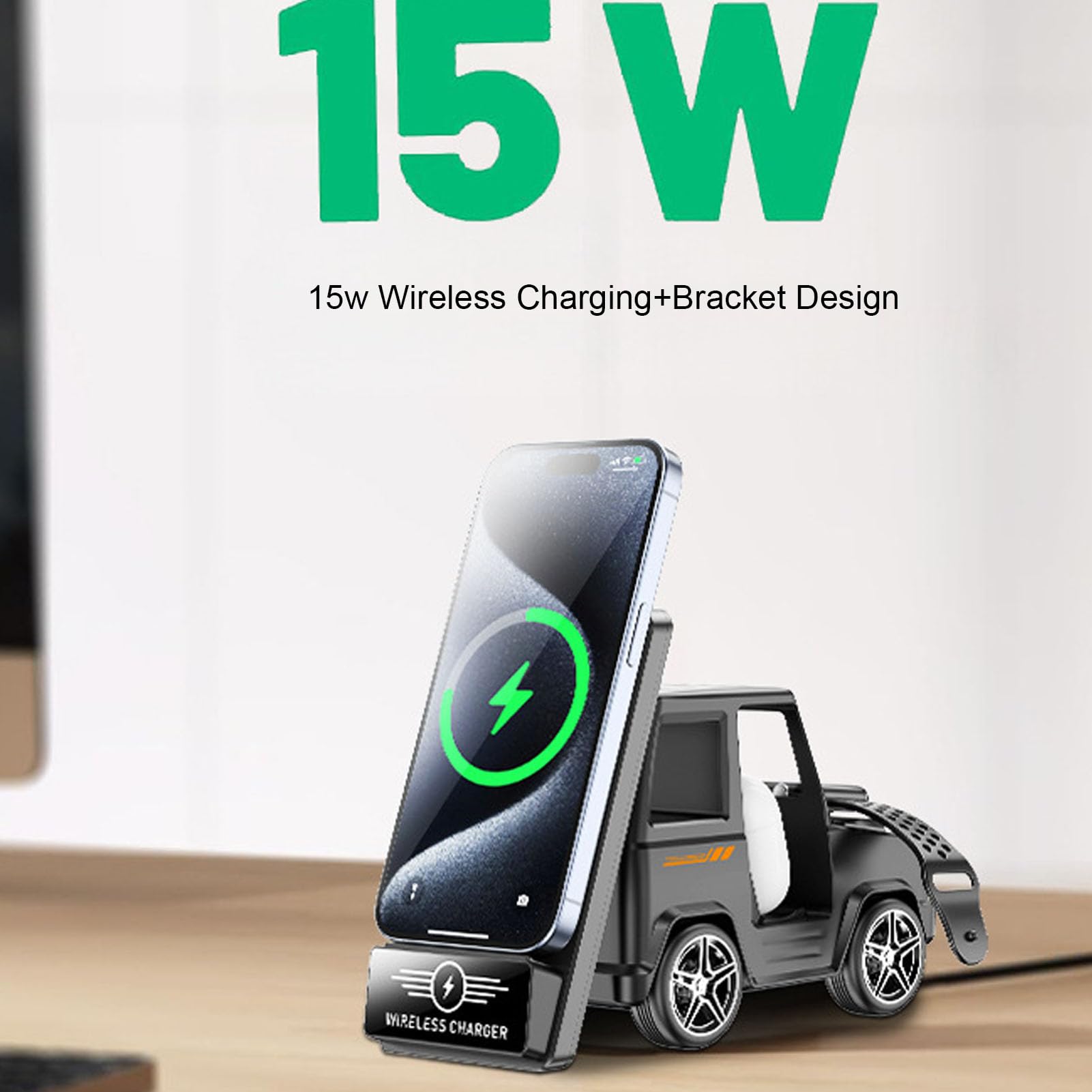 LICAEVEY Stacja ładowania Bezprzewodowego 15W 3 w 1 Stojak na Wózek Widłowy | Obudowa ABS, do Użytku w Magazynie i Fabryce, Kompatybilna z Telefonem IOS, Obsługa Smartwatcha i Słuchawek, ładowarka 3 w 1.