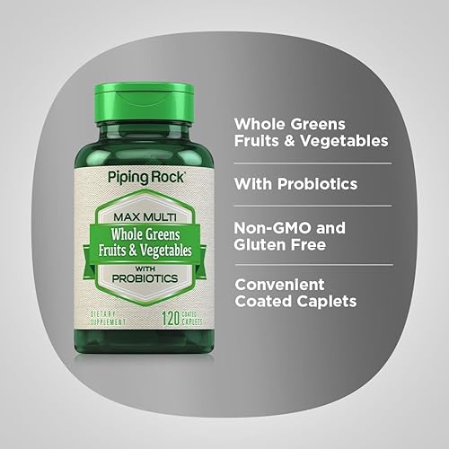 Miniatura 4 de Piping Rock Suplemento de frutas y verduras | 120 cápsulas | Mezcla de frutas y verduras con probióticos | Max Multi Vitamina | Sin OMG, sin gluten