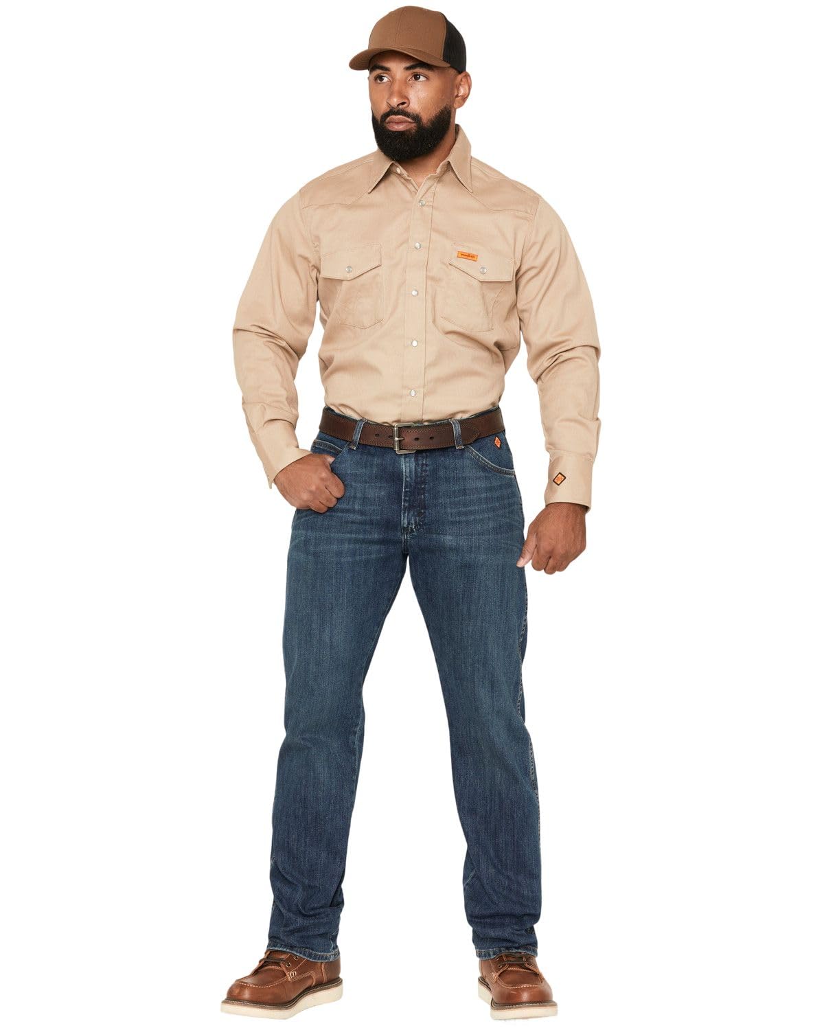 Wrangler Herren Flammhemmende Regular Fit Jeans Arbeitshose, Dunkle Tönung, 34 W/32 L