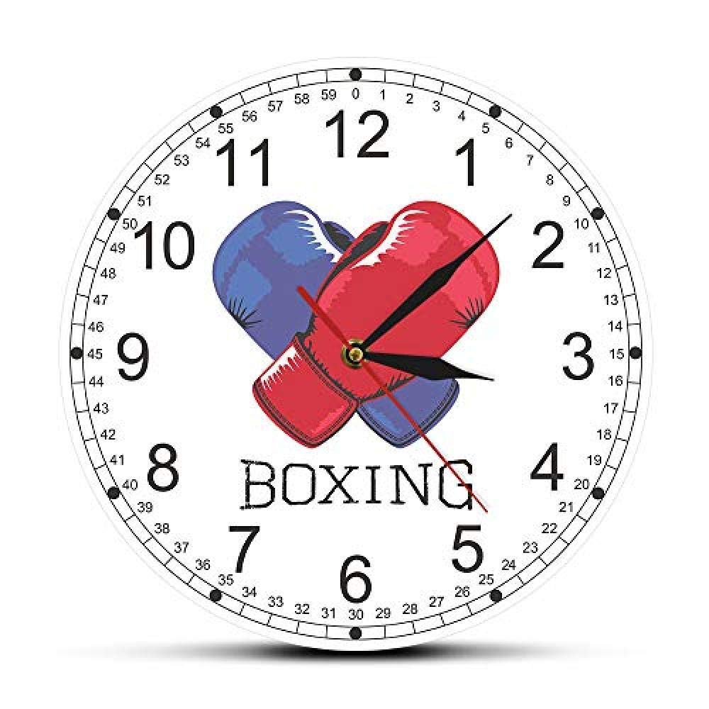 Smart Watch Nylon Sport Band Wall Clock For Living Room Blue And Red Boxing Gloves Modern Printed Living Room Watch Fighting Sports Art Decor Gift For Boxers Silent Sports Fashion Children'S Room Home