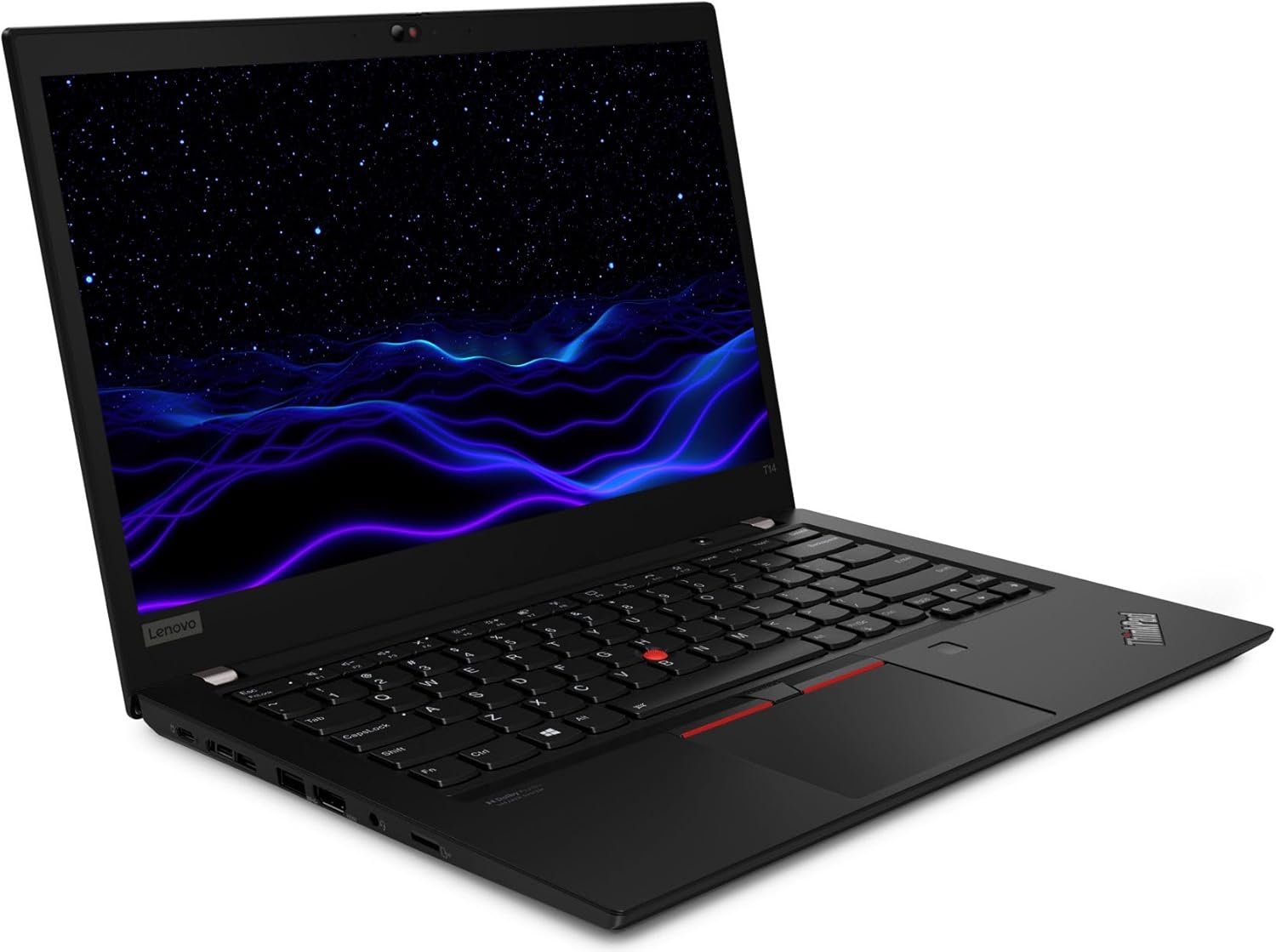 Side view of Lenovo ThinkPad T14 Gen 2 showing various ports.