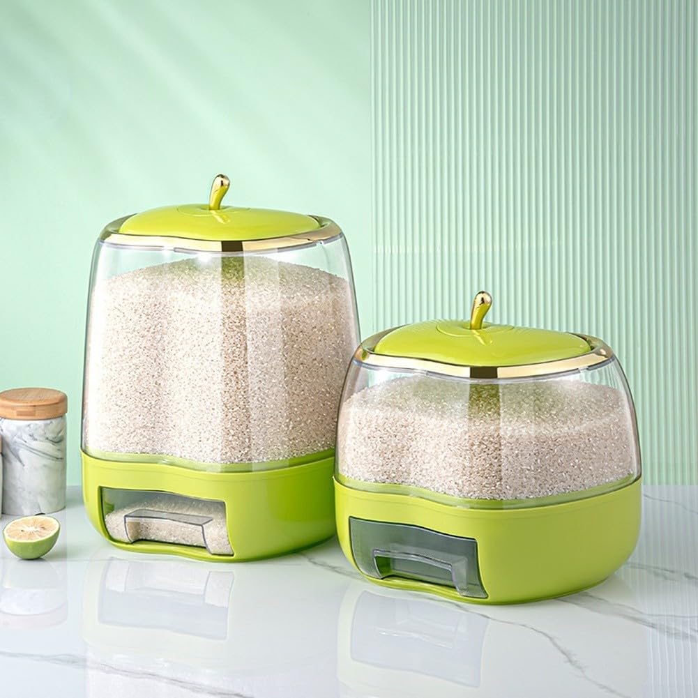 Grand distributeur de riz 20 kg, motif fruits, boîte de rangement résistante à l'humidité, avec bouton pression pour céréales (B)