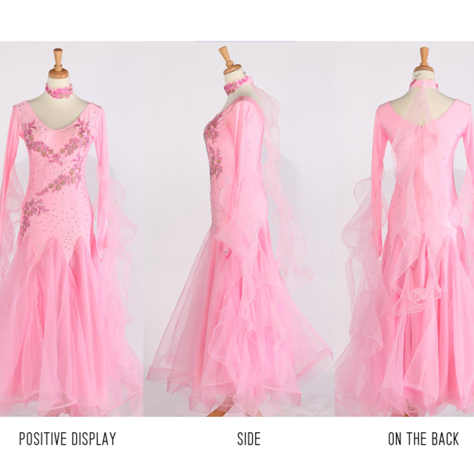 Damen Ballsaal-Tanzkleid Mit Langen Ärmeln, Walzer-Tango-Tanzkleid, Standard-Kleid Für Den Modernen Tanz, Wettkampfkleid