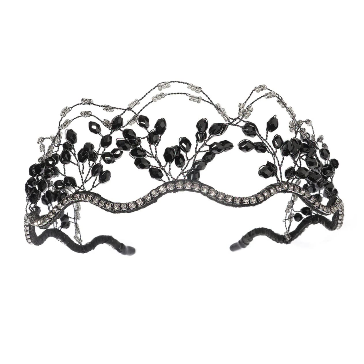 FRCOLOR 4 Pz fascia per Cerchio per scintillanti fasce per le donne strass fascia da sposa barrette hair pin copricapo di perline accessori per Lega di zinco Black