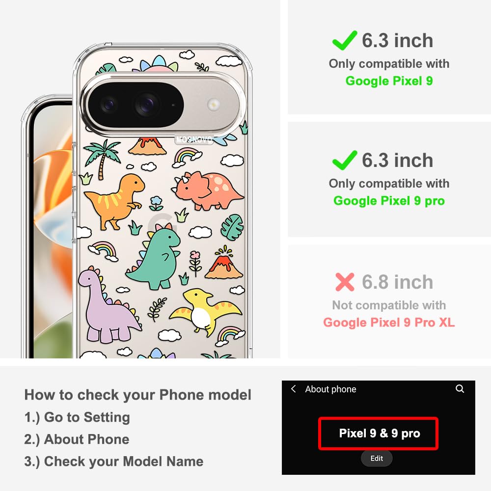 MOSNOVO Case for Google Pixel 10 & Pixel 10 Pro, [Buffertech 6.6ft Military-Grade Drop Protection] [Anti Peel Off Tech] Clear TPU Bumper Phone Case Cover Design - Cute Cherry — view 465