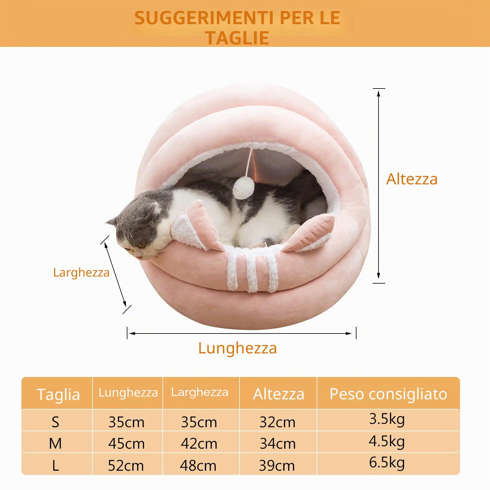 PETCUTE Cuccia per Gatti,Letto per Cani,Caldo Morbido Peluche Cuccia Gatto Cane per Grande Media Piccola Cani e Gatti,Lavabile Cuscino Letto di Gatto con Fondo Antiscivolo