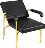 Sillas de champú reclinables para peluquería de salón, silla de peluquería reclinable, silla de salón de spa, equipo de belleza para estilistas, tatuadores, cosmetólogos (dorado)