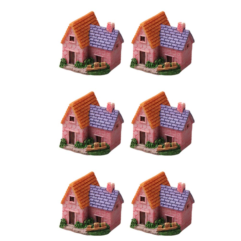 NUOBESTY 6pcs Miniature Gardening Landscape Micro Village Stone Houses Thumbnail House Thatched Huts Diy Bonsai Terrarium Crafts Cake Topper for Fairy Garden Decoration Random Style