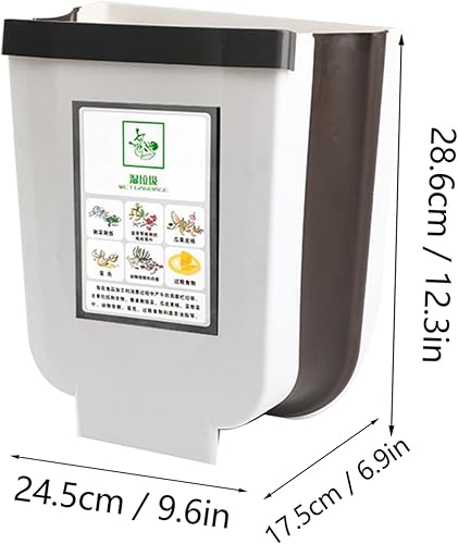 Miniatura 6 de CHICIRIS Basurero plegable para cocina, cubo de basura colgante de cocina, cubo de basura plegable de plástico de 9 litros con soporte de fijación