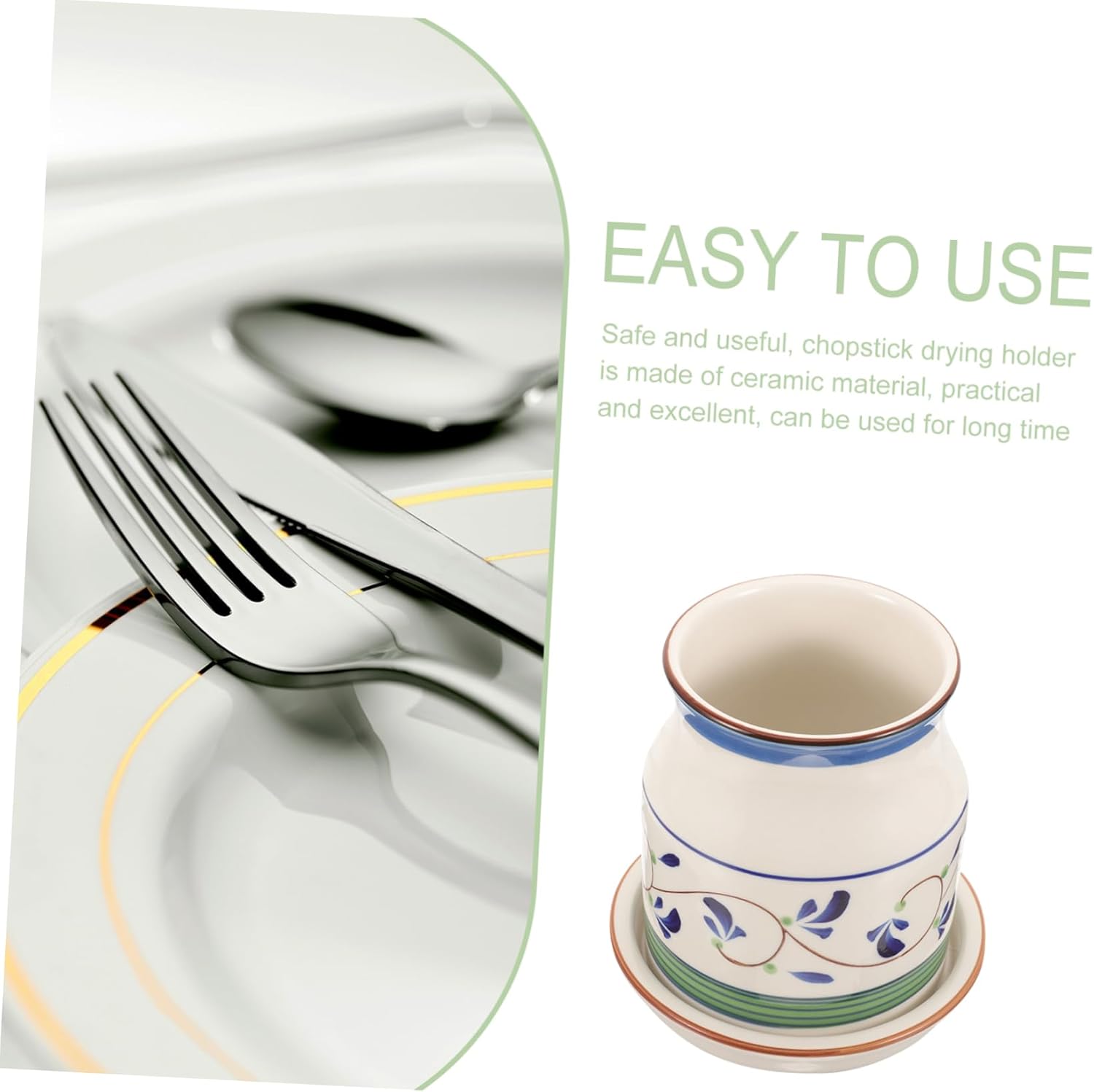 Ceramic Chopstick Drying Holder Multi-functional Tableware Draining Rack for Kitchen Utensils Easy to Clean and Reusable for Forks Spoons and Chopsticks