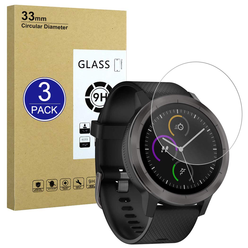 X-Dision [3 Pack Compatible with Universal Round Watch 33 mm Screen Protector,2.5D Protect Film[9H Hardness,Case Friendly,Shatter-proof] Premium Accessories Tempered Glass Film