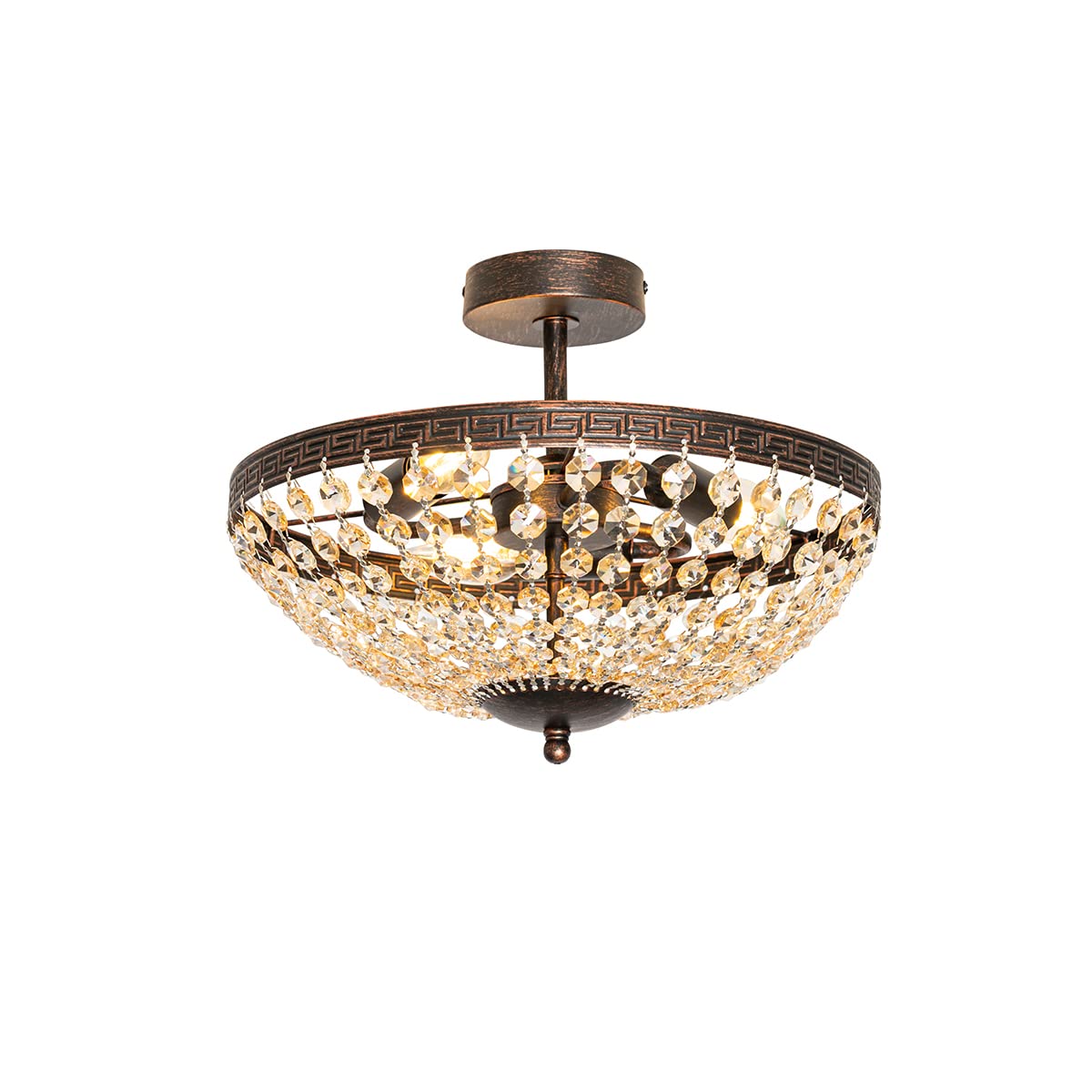 Qazqa classic-antique Deckenleuchte, Deckenlampe - Mondrian - Bronze, Rund, 3-flammig, 35cm, Ideal als Flur, Küche lampe, Schlafzimmerlampe und Wohnzimmerlampe
