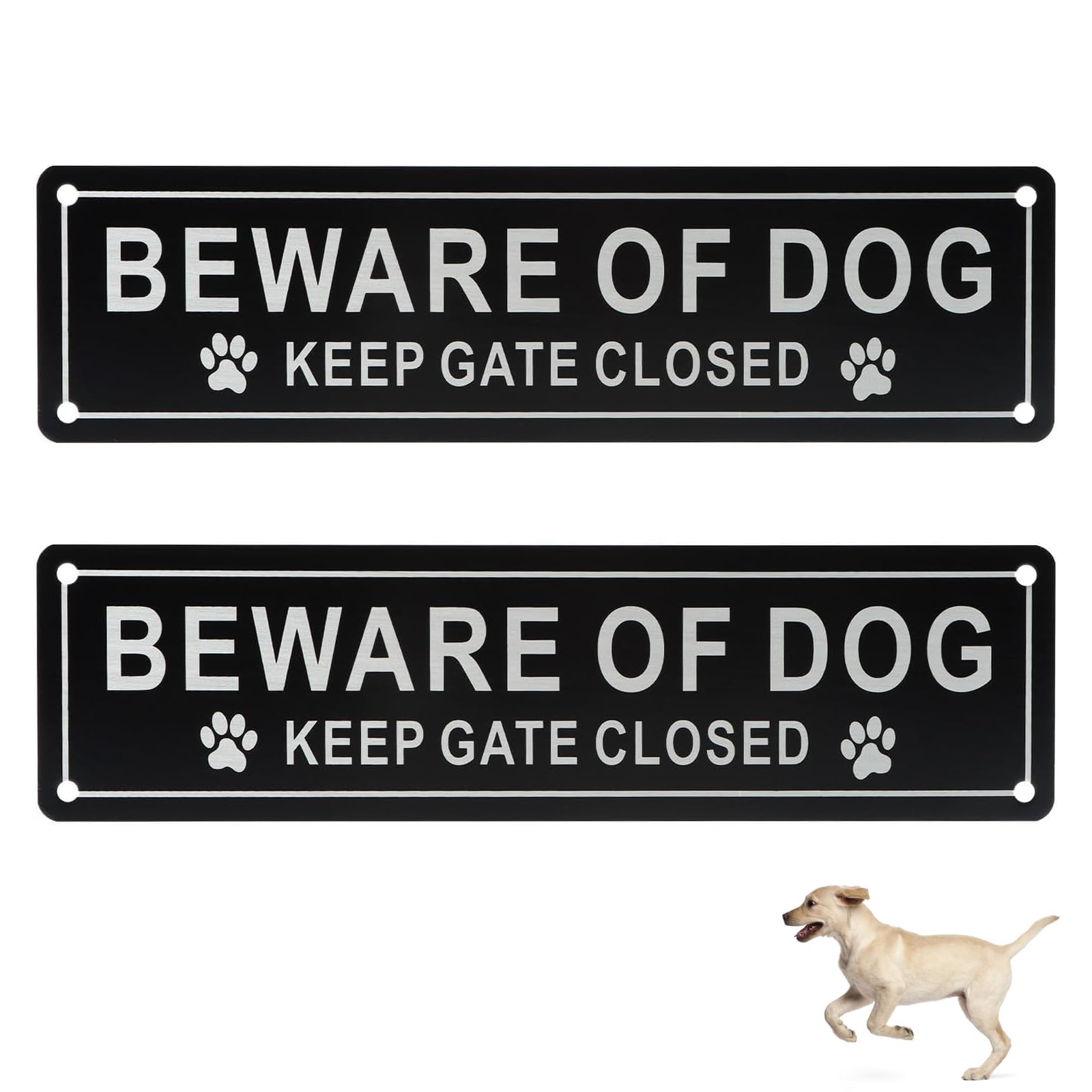 2PCS Beware of the Dog Sign with Installation Holes, Beware of Dogs Sign Outdoor Gate, Durable Beware of Dog Signs, Dog Warning Signs for Residential Fences Garden Gates Farm