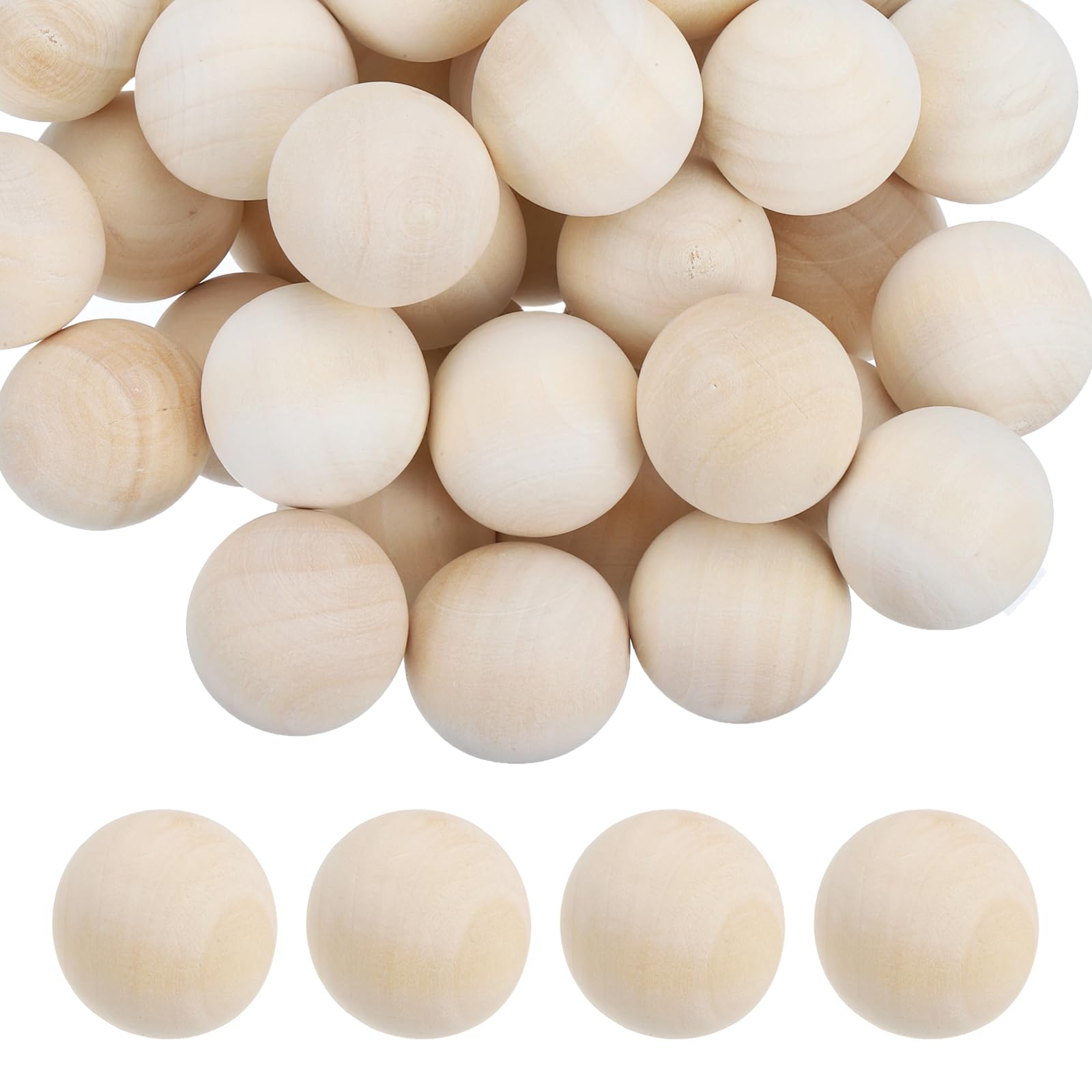 sourcing map 30 Pack Wood Balls, 25mm Unfinished Wooden Balls, Solid Hardwood Small Round Beads Natural Birch Wood Spheres for DIY Crafts, Christmas Ornaments, Jewelry Making — image 1